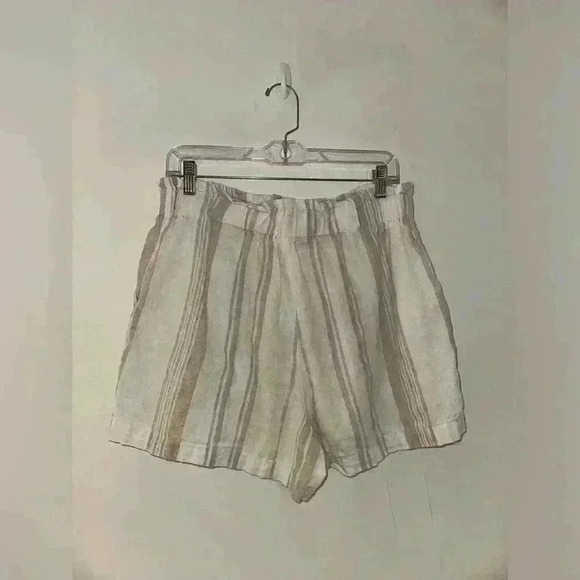 Madewell - Linen-Blend Pull-On Paperbag Shorts: Undyed Stripe Edition Size M - Picture 4 of 4